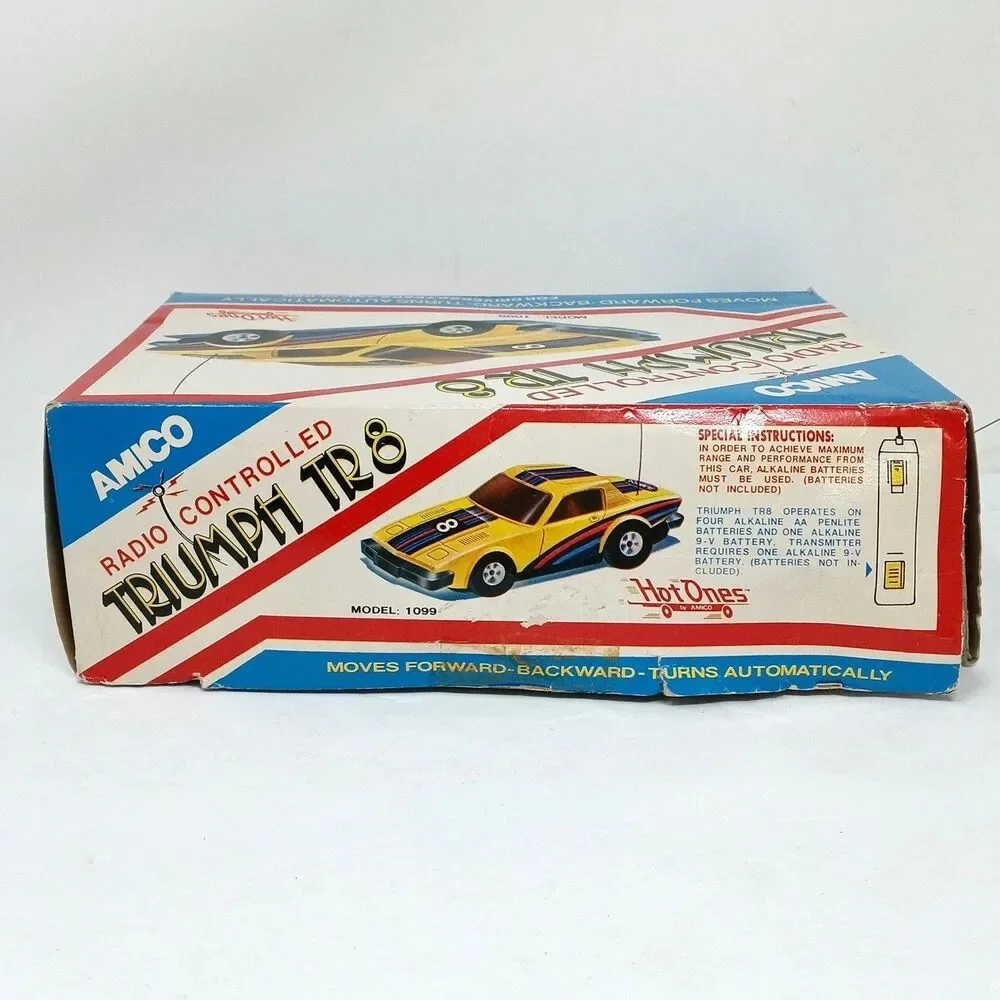 Vintage Amico Triumph TR8 Radio Controlled RC Car w/ Remote & Box *NOT TESTED*